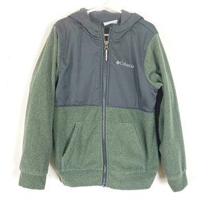 Columbia Boys Green Long Sleeve Zip Front Hooded Sweatshirt with Pockets Size Sm
